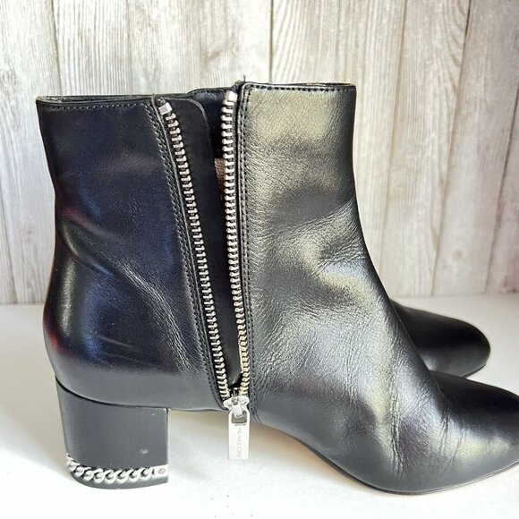 Michael Kors Sabrina Mid Bootie Ankle Boots Leather Black Women's Shoes Sz 7M - Picture 15 of 16